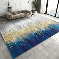 Navy Blue Gray Gold Line Area Rug, Nordic Painting Abstract Art Indoor Non Slip Print Rugs, Soft Machine Washable Carpet For Living Room Bedroom Kitchen Dining Room Office 1x2ft