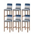 thumbnail image 1 of Navy Blue Gray Ombre Bar Stool Covers Set of 6, Modern Gradient Abstract Art Stretch Washable Bar Chair Covers with Backs, Removable Pub Counter Height Chair Cover for Kitchen Dining Room Cafe, 1 of 7