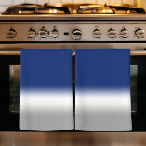 Navy Blue Gray Ombre Kitchen Towels Set of 1, Modern Abstract Art Gradient Absorbent Dish Towels for Kitchen, Microfiber Hand Towel, Quick Drying Tea Towel for Cleaning Decorative Dishcloths