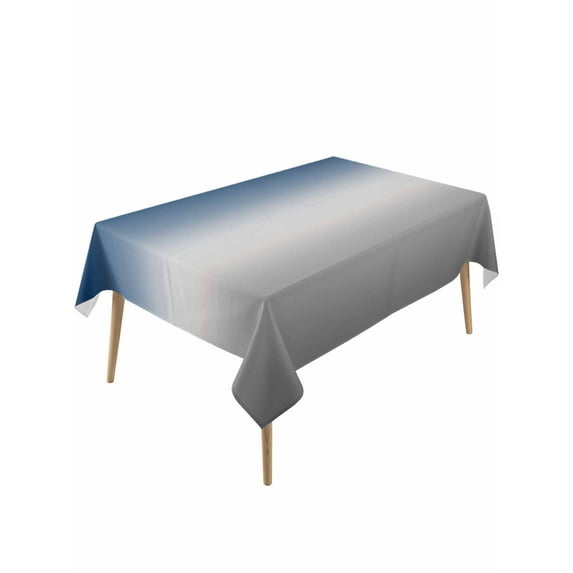 Navy Blue Gray Ombre Table Cloth, Modern Gradient Abstract Art Waterproof Tablecloth for Rectangle Tables, Reusable Washable Fabric Table Cover for Restaurant Kitchen Dining Tables 60"x120"