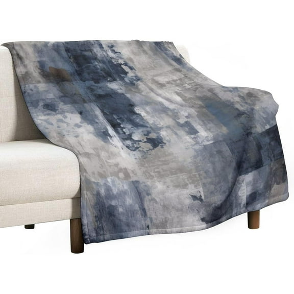 Navy Blue Gray Rustic Abstract Blanket Navy Blue Grey Soft Throw Blanket 30"x40" Luxurious Warm and Cozy for Bed Couch Chair Sofa Suitable for All Season Gift Idea for All Season