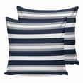 thumbnail image 1 of Navy Blue Gray Stripe 20x20 Pillow Covers Set of 2, Modern Farmhouse Horizontal Striped Throw Pillow Covers Decorative Couch Cushion Case, Microfiber Square Pillowcases for Bedroom Car Living Room, 1 of 7