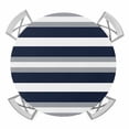 thumbnail image 1 of Navy Blue Gray Stripe Round Fitted Tablecloth with Elastic Edge, Waterproof Table Cloth Table Cover for 36"-44" Tables, Modern Farmhouse Horizontal Striped Tablecloths for Dining Picnic Outdoor, 1 of 9