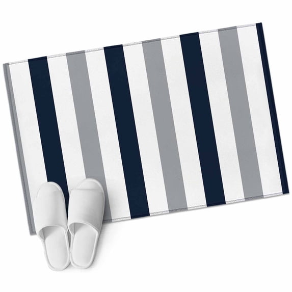 Navy Blue Gray Striped Large Area Rugs for Bedroom Living Room, Soft Non Slip Carpet Bedside Rug, Farmhouse Stripe Art Rectangular Floor Cover Kitchen Accent Rug 2'x3' for Dining Room/Office