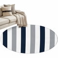 thumbnail image 1 of Navy Blue Gray Striped Large Area Rugs for Bedroom Living Room, Soft Non Slip Carpet Bedside Rug, Farmhouse Stripe Art Round Floor Cover Kitchen Accent Rug 3.3' for Dining Room/Office, 1 of 9