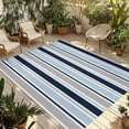 thumbnail image 1 of Navy Blue Gray Striped Outdoor Rug for Patio/Deck/Porch, Non-Slip Large Area Rug 4 x 6 Ft, Farmhouse Stripes Modern Abstract Art Indoor Outdoor Rugs Washable Area Rugs, Camping Rug Carpet Runner, 1 of 8