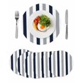 thumbnail image 1 of Navy Blue Gray Striped Round Placemats Set of 6 for Dinning Tables,Heat-proof Braided Table Mats 15 Inch,Farmhouse Stripe Art Washable Place Mat for Kitchen Restaurant Party Decor Table Setting, 1 of 9