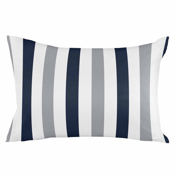 Navy Blue Gray Striped Throw Pillow Cover 20 x 26 Inch Decorative Pillow Cover Farmhouse Stripe Art Lumbar Pillowcase Seasonal Rectangle Cushion Case for Couch Sofa Bed Living Room