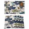 thumbnail image 1 of Navy Blue Green Floral Placemats Set of 12 Vintage Botanical Leaves Place Mats Indoor Wipeable Table Mats Washable Cloth Dining Table Placemats for Kitchen Holiday Party Home Decor 13x19 Inch, 1 of 9