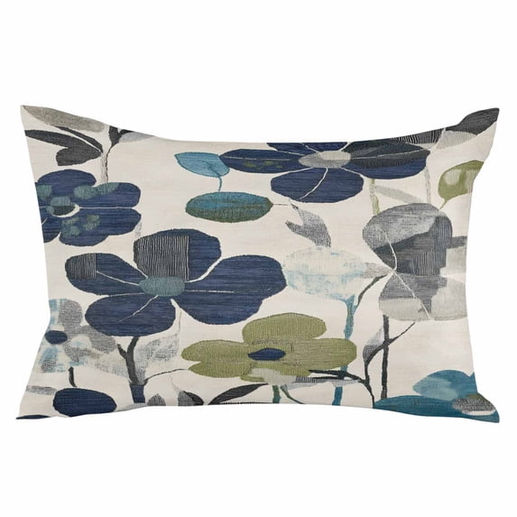 Navy Blue Green Floral Throw Pillow Cover 24 x 36 Inch Decorative Pillow Cover Vintage Botanical Leaves Lumbar Pillowcase Seasonal Rectangle Cushion Case for Couch Sofa Bed Living Room