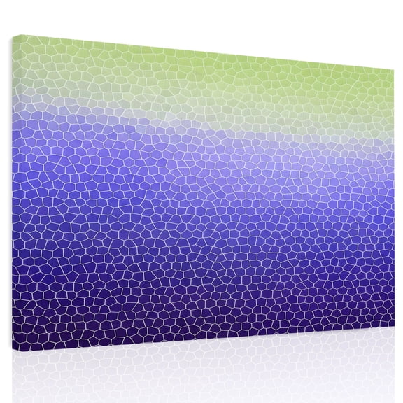 Navy Blue Green Mosaic Canvas Print Wall Art, Minimalist Abstract Hexagonal Grid Gradient Wall Decor Framed Artwork Paintings Pictures for Living Room Bedroom Stretched Ready to Hang, 12" x 16"