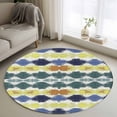 thumbnail image 1 of Navy Blue Green Round Rug 3ft Washable Circle Entryway Rugs Non Slip Abstract Art Geometric Area Rug Indoor Floor Carpet for Bedroom Kitchen Living Room Home Office Dining Room Nursery, 1 of 8