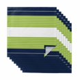 thumbnail image 1 of Navy Blue Green Stripe Cloth Napkins, Modern Art Horizontal Striped Washable and Reusable Dinner Napkins Set of 8, Table Napkin for Kitchen Party Birthday Wedding Hotel Housewarming 20"x20", 1 of 9