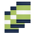thumbnail image 1 of Navy Blue Green Stripe Kitchen Dish Towels for Drying Dishes Set of 3, Modern Art Horizontal Striped Waffle Weave Microfiber Hand Tea Bathroom Towels Quick Dry & Absorbent Towel 15.7x23.6, 1 of 7