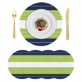 thumbnail image 1 of Navy Blue Green Stripe Round 13 Inch Placemats Set of 4, Modern Art Horizontal Striped HeatResistant Non Slip Place Mats for Dining Table, Wipeable Braided Kitchen Table Mats for Housewarming, 1 of 9