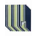 thumbnail image 1 of Navy Blue Green Striped Cloth Napkins Set of 6 Reusable Dinner Napkins, Modern Minimalist Ombre Lines Cocktail Napkin Washable Table Napkins for Wedding/Holiday Party/Baby Shower 20"x20", 1 of 7