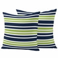thumbnail image 1 of Navy Blue Green Striped Outdoor Waterproof Pillow Covers, Gradient Horizontal Lines Decorative Square Throw Pillowcase Sofa Cushion Sham for Patio/Couch/Chair, 20"x20" 2 Pack, 1 of 8
