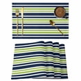thumbnail image 1 of Navy Blue Green Striped Placemats Set of 6 Gradient Horizontal Lines Place Mats Indoor Wipeable Table Mats Washable Cloth Dining Table Placemats for Kitchen Holiday Party Home Decor 13x19 Inch, 1 of 9