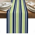 thumbnail image 1 of Navy Blue Green Striped Table Runner - 36 Inch Long, Kitchen Dining Table Runner Dresser Scarves, Gradient Horizontal Lines Farmhouse Decor for Coffee Tables Wedding Party Banquet, 1 of 8