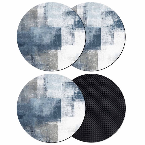 Navy Blue Grey Abstract Paint Coasters for Drinks,Absorbent Non Slip Rubber Drink Coasters Set of 4 for Cup,Table,Bar,Home Decor, Modern Rustic Graffiti