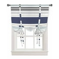 thumbnail image 1 of Navy Blue Grey Aqua Striped Tie Up Curtains for Window, Modern Farmhouse Lines Simple Stripes Thermal Insulted Balloon Shade Adjustable Rod Pocket Curtains Valance for Kitchen Bathroom Café 52 x 45, 1 of 7