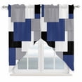 thumbnail image 1 of Navy Blue Grey Black Geometric Kitchen Window Curtains, Swag Curtains Valance for Bedroom Living Room Bathroom, Middle Century Art Abstract Aesthetics Rod Pocket Window Block Drapes 2 Panels 36"x36", 1 of 9