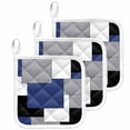 thumbnail image 1 of Navy Blue Grey Black Geometric Pot Holders for Kitchen Heatproof Potholder, 3 Pack Middle Century Art Abstract Aesthetics Hot Pads Multipurpose Oven Pads Cloth Potholders Trivet for Cooking Baking, 1 of 8
