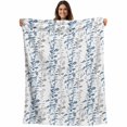 thumbnail image 1 of Navy Blue Grey Botanical Blanket Soft Cozy Warm Throw Blanket for Couch, Plush Fuzzy Flannel Fleece Blankets for Sofa, Spring Floral Summer Farmhouse Bed Blankets Lightweight Gifts for Women, 50"x80", 1 of 9