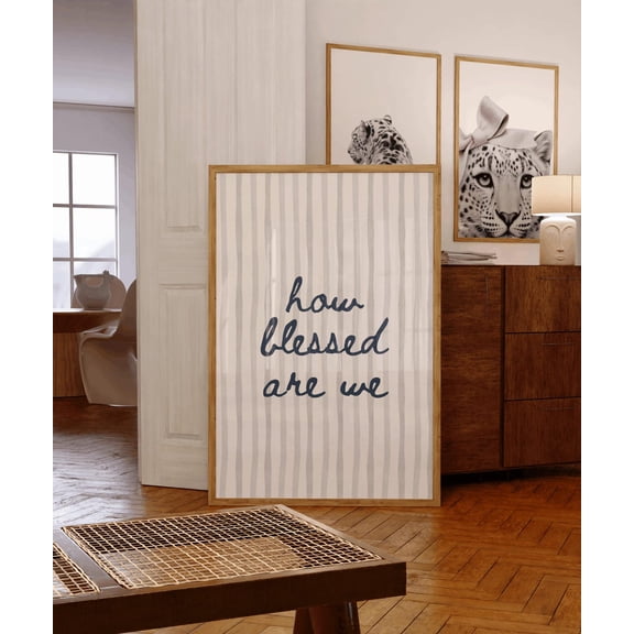 Navy Blue And Grey Colorful Christian Wall Art How Blessed Are We Godly Home Decor Trendy Apartment Art Lucky Girl Room Decor Cute Home Decor #114, Stretched Canvas Size 12x18