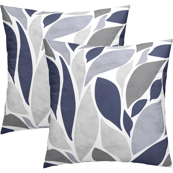 Navy Blue Grey Floral Pillow Covers 20x20 Inch Set of 2 Modern Dahlia Flower Petals Decorative Throw Pillow Covers Farmhouse Pillow Cases Cotton Square Cushion Covers for Couch Bed Sofa Home Decor