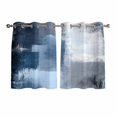 thumbnail image 1 of Navy Blue Grey Kitchen Curtains Short 45 Inch Length, Modern Ombre Oil Painted Abstract Art Grommet Top Bedroom Living Room Curtains, Light Filtering Cafe Curtain Drapes 2 Panels Set 84''x45'', 1 of 9