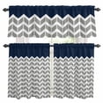 thumbnail image 1 of Navy Blue Grey Kitchen Curtains Valances and Tiers Set of 3 Herringbone Tier Curtains and Valance with Rod Pocket for Small Windows, 27.5"x24", 1 of 9