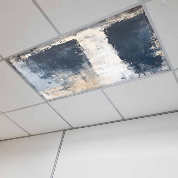 Navy Blue Grey Magnetic Fluorescent Light Covers for Ceiling Lights 2 x 4 Feet, Modern Abstract Art Rustic Office Classroom Kitchen Drop Ceiling Light Covers Lighting Filters Shade Panel 1 Pack