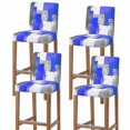 thumbnail image 1 of Navy Blue Grey Oil Painting Bar Stool Cover Set of 4, Abstract Modern Geometric Stretch Bar Chair Cover, Removable Washable Pub Counter Stool Chair Slipcover for Kitchen Dining Room Pub Cafe, 1 of 9
