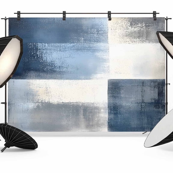 Navy Blue Grey Ombre Backdrop for Photography,Fabric Photo Background Backdrop,Modern Oil Painting Abstract Photo Booth Background for Portrait Photoshoot Video Wedding Studio Decoration Banner 7x5ft
