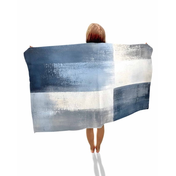 Navy Blue Grey Ombre Beach Towels Oversized Super Absorbent, Modern Oil Painting Abstract Lightweight Bath Towel Quick Dry Sets For Bathroom/Pool/Rv Camping/Beach Play/Gym Room/Picnic 30"x60"