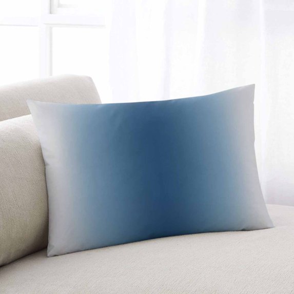 Navy Blue Grey Ombre Throw Pillow Covers, Farmhouse Gradient Minimalist Soft Breathable Pillow Cases with Invisible Zipper for Sleeping, Small Pillowcases for Couch Bed Sofa Chair 16x24 Inches