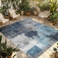 thumbnail image 1 of Navy Blue Grey Outdoor Rug 5x7 Ft - Reversible Patio Rug Outdoor Camping Rugs, Modern Oil Painted Abstract Art Aesthetics Indoor Outdoor Area Rugs, Non-Slip Outdoor Carpet Runner for Deck/Porch, 1 of 8