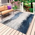 thumbnail image 1 of Navy Blue Grey Outdoor Rug for Patio/Deck/Porch, Non-Slip Large Area Rug 6 x 9 Ft, Modern Abstract Art Retro Indoor Outdoor Rugs Washable Area Rugs, Reversible Camping Rug Carpet Runner, 1 of 8