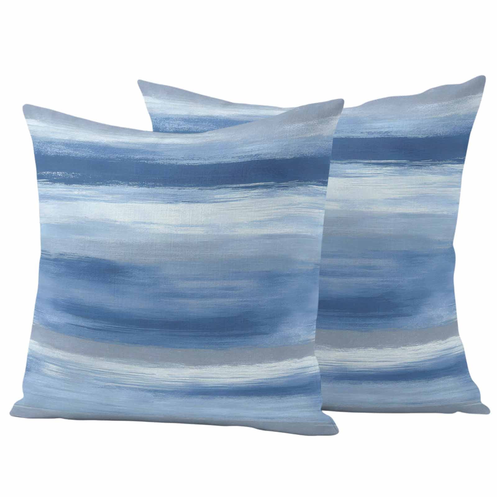 Navy Blue Grey Outdoor Waterproof Pillow Covers, Abstract Art Oil Painting Blue Ombre Decorative Square Throw Pillowcase Sofa Cushion Sham for Patio/Couch/Chair, 18"x18" 2 Pack