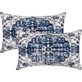 thumbnail image 1 of Navy Blue Grey Pillow Covers 12 x 20 Inch Set of 2, Boho Throw Pillow Covers Velvet Carpet Pattern Decorative Lumbar Pillowcase Ethnic Design Farmhouse Cushion Case for Sofa Couch Outdoor, 1 of 6