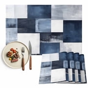Navy Blue Grey Placemat of 1 PC, Ombre Modern Abstract Art Table Mats Washable Heat-Resistant Non-Slip Place Mats for Kitchen Dinner Table Indoor Outdoor Decor,13x19 Inch