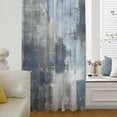 thumbnail image 1 of Navy Blue Grey Semi Sheer Curtains Drapes for Living Room,Bedroom,French Doors Window 108 Inches Long,Modern Oil Painted Abstract Art Aesthetics Rod Pocket Chiffon Curtain Drapery Voile Drape Panel, 1 of 6
