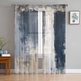 thumbnail image 1 of Navy Blue Grey Sheer Curtains 96 Inch Length 2 Panels Set for Living Room/Bedroom, Modern Abstract Art Rustic Semi Curtain Sheers Drapes Rod Pocket Curtains Window Treatment Set 52''x96''x2, 1 of 7