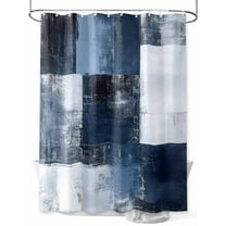 Navy Blue Grey Shower Curtain, Abstract Painting Art Modern Graffiti Geometric Waterproof Shower Curtain Set with 12 Hooks Lightweight Washable Fabric Shower Curtains for Bathroom 36x72 Inches
