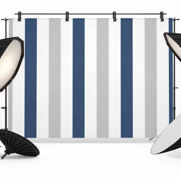 Navy Blue Grey Stripe Backdrop for Photography, Classic Modern Geometric Abstract Photo Backdrop Portrait Background Party Banner Photo Backgrounds for Studio Booth Props, 10x8ft
