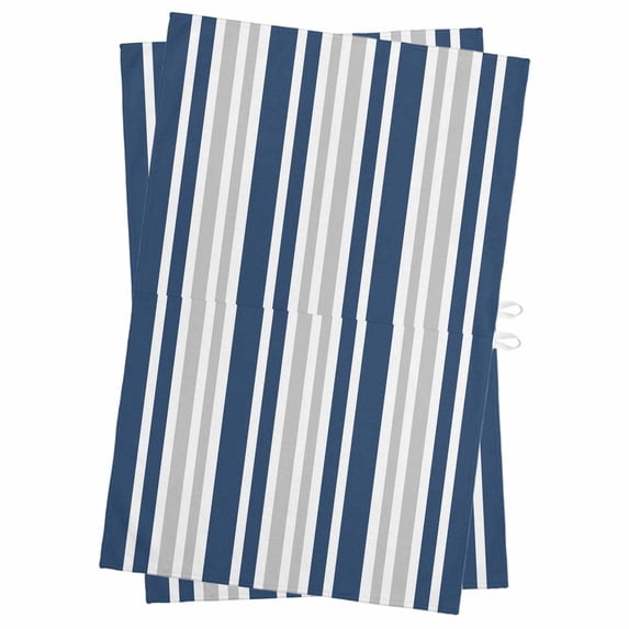 Navy Blue Grey Stripe Kitchen Towels Set of 2, Water Absorbent Dish Towel, Farmhouse Minimalist Striped Decorative Hand Towels - Quick Drying Cloth for Cooking Baking, 18x28 Inch
