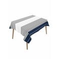 thumbnail image 1 of Navy Blue Grey Stripe Table Cloth, Modern Art Horizontal Striped Waterproof Tablecloth for Rectangle Tables, Reusable Washable Fabric Table Cover for Restaurant Kitchen Dining Tables 60"x102", 1 of 6