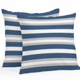 thumbnail image 1 of Navy Blue Grey Stripe Throw Pillow Covers 20x20 Inch Set of 2, Farmhouse Modern Art Striped Waterproof Outdoor Pillow Covers, Decorative Cushion Pillowcases for Couch, Sofa, Bed, Garden, Patio, 1 of 9