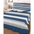 thumbnail image 1 of Navy Blue Grey Stripe Twin XL Size Down Alternative Comforter, Lightweight Comforter Quilt Bedding Set with Pillow Shams Minimalist Farmhouse Striped All Seasons Bed Comforter Duvet Insert 68"x98", 1 of 7